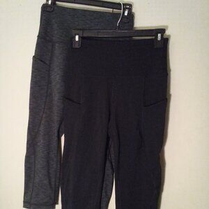 Ododos Leggings Capri Women S Lot of 2 Active Athletic Pockets Black Gray